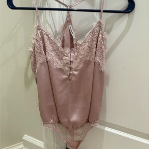 Abercrombie Small Pink Lace Satin Bodysuit